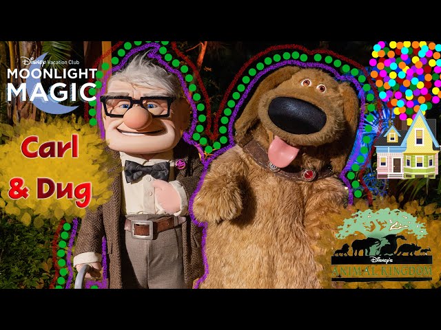 Meet Carl and Dug during Moonlight Magic at Animal Kingdom