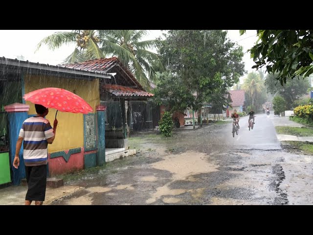 Walking in the Beauty of Heavy Rain | A Fresh and Peaceful Village | ASMR Rain Sounds for Sleeping