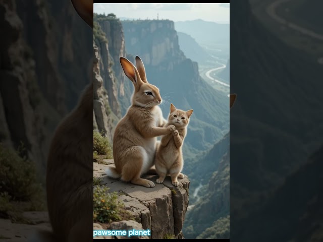 Brave Rabbit Saves Cat Dangling Off a Cliff | Heartwarming Animal Rescue Story 🐾