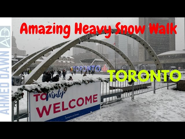 Extreme Cold Downtown Toronto Heavy Snow Walk | Canada 4K Winter Walking Tour