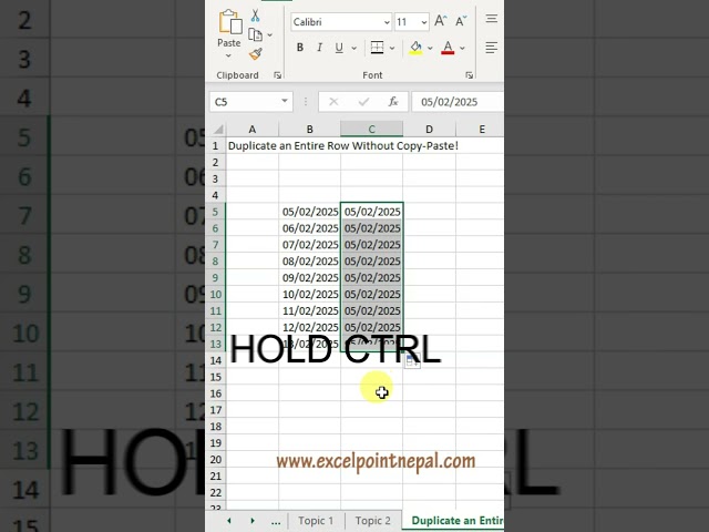 Duplicate an Entire Row Without Copy Paste! Ctrl + Drag