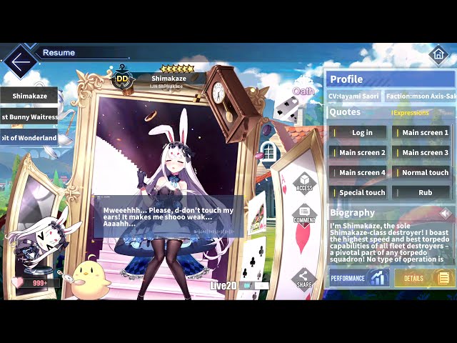 Azur Lane: New IJN Shimakaze L2D Skin Talk & Move (The White Rabbit of Wonderland) [1440p