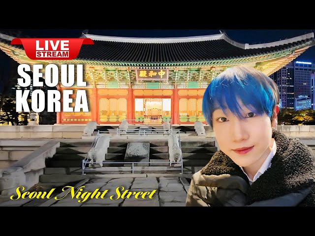 Live Korea Seoul 🇰🇷 Walk Tour Korea 🔴 Seoul Night Street, Palace | Korean Food Street Walking Tour