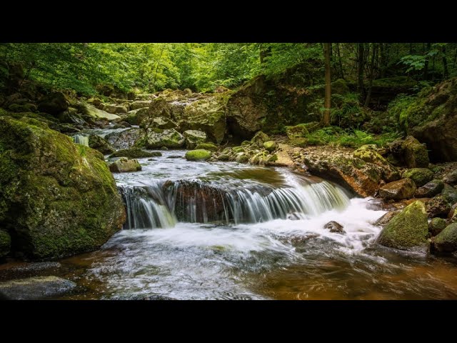 relaxing river sound with a waterfall to relieve stress, for sleep, for studying, for yoga