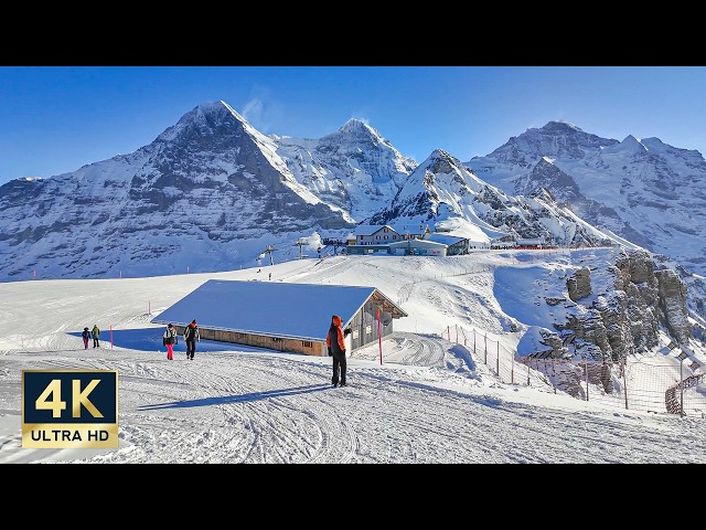 Stunning Winter View Männlichen Switzerland 4K Walking and Sledging Tour 2025