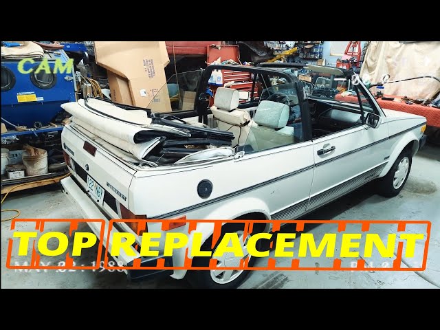 Triple White 1987 VW MK1 Cabriolet Convertible Top Replacement Start To Finish