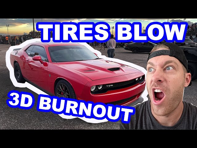 Full 3D Burnout Video Cleetus & Cars Houston Burnout Rivals! Worlds Highest Mile Hellcat the HighCat