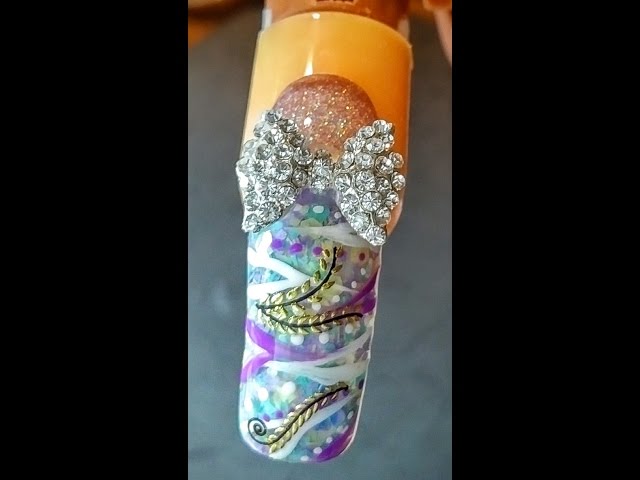 Another way to use glitter mix in acrylic & applying large nail alloy's Unique Nail creations