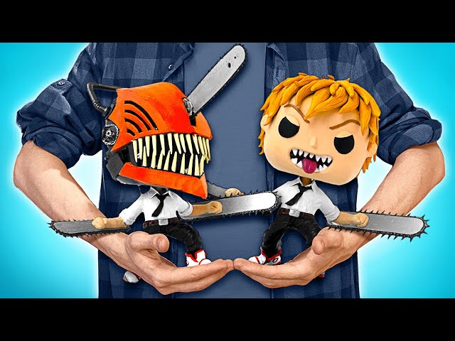 DIY Chainsaw Man Figure with a Functional Chainsaw || Denji's Helmet With Pochita's Room Inside