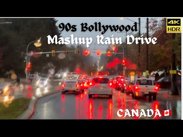 4K] 90s Hindi Hits Songs Mashup While Drive in Rain Weather | #copyrightfree #90s #bollywoodsongs