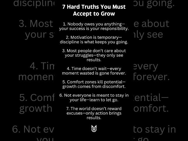 7 Hard Truths You Must Accept to Grow #quotes #discipline #mindset