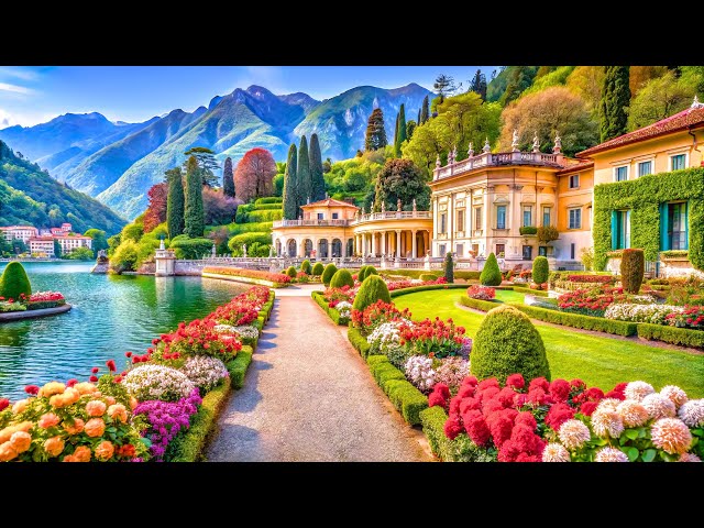 BELLAGIO Y VILLA MELZI, LAGO DE COMO: EL LUGAR MÁS HERMOSO DEL LAGO DE COMO - TOUR A PIE, ITALIA 4K