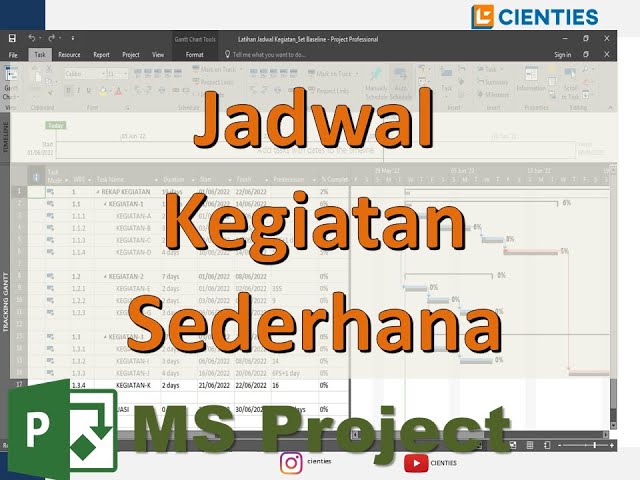 Jadwal Kegiatan di MS Project | Tutorial Schedulling Microsoft Project