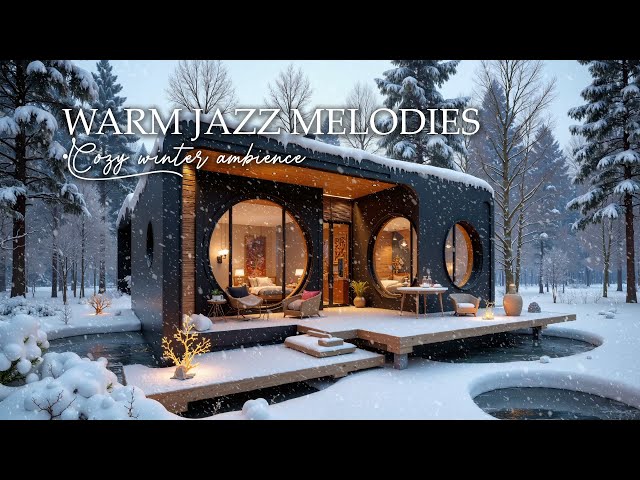 Relaxing Jazz Instrumental Music with Positive Coffee Music ☕Luxurious Villa Ambience & Snow Falling