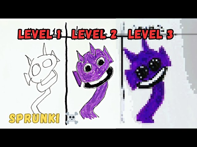 Draw Sprunki Durple phase 3 in levels Challenge