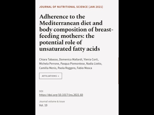 Adherence to the Mediterranean diet and body composition of breast-feeding mothers: t... | RTCL.TV