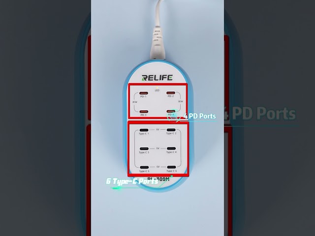 RFLIFE  RL-309M 10PORT TYPE C  72 WATT SMART CHARGER #sunshinetools #fastcharger #quickcharger