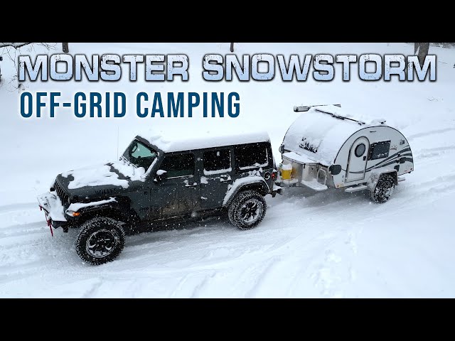 Surviving a MONSTER SNOWSTORM in a Teardrop Camper with my dog