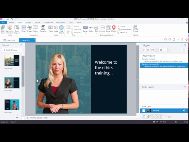 Articulate Storyline 360: Create an Interaction with a Text Variable