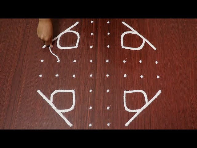 Very easy kolam sikku rangoli design for beginner step by step | beginners rangoli design tutorial