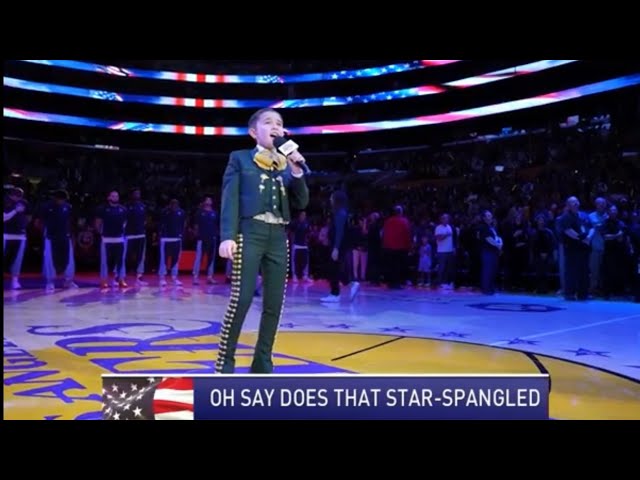 Mateo López receives 4 different applause during the US National Anthem at the Los Angeles Lakers