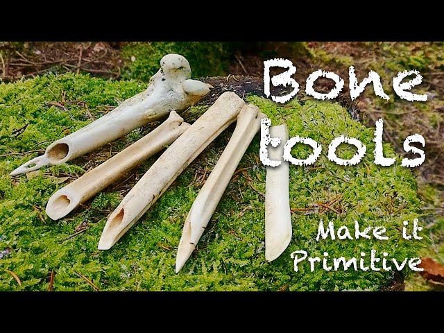 Bone tools 2: Primitive bone knife, chisel & awl, antler pressure flaker 🦴