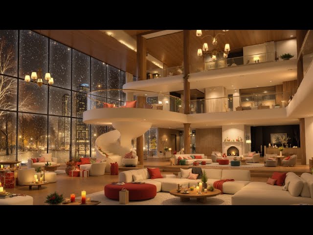 Luxury Apartment Ambience in A Winter Night ❄️ Smooth Jazz Instrumental Music for Relax & Sleep