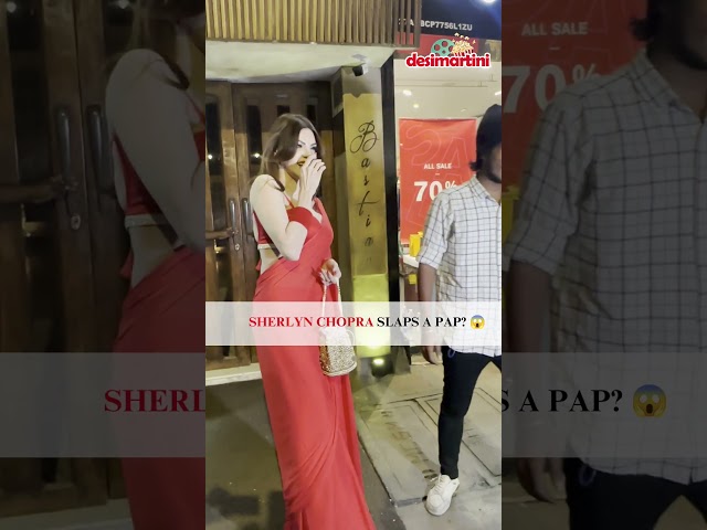 #SherlynChopra turns heads in a sizzling red saree at #Bastian, #Bandra—spreading Aashiqui Day vibes