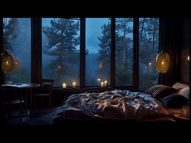 Relax & Fall Asleep Fast, Deep Sleep with Heavy Rain & Strong Thunder Sounds on Window at Night