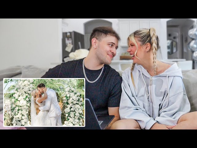 REACTING TO OUR WEDDING VIDEO 1 YEAR LATER! *emotional*