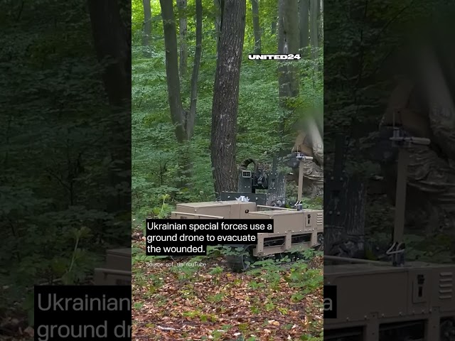 Rare war footage: Ukrainian special forces use a ground drone to evacuate the wounded #warinukraine