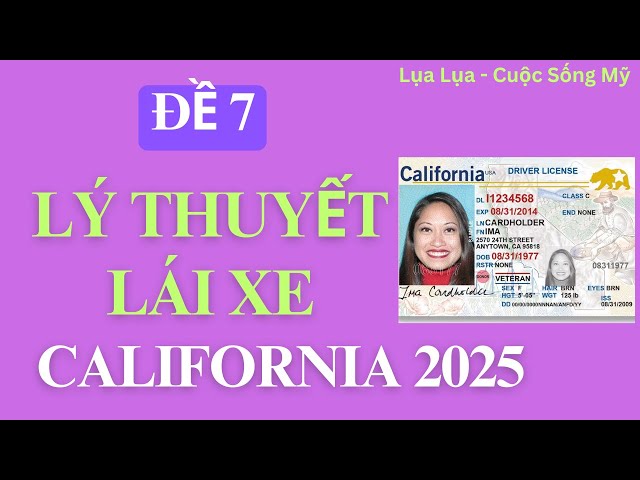 Đề số 7: Lý Thuyết lái xe - California 2025 #cuocsongmy,#dmv, #cuocsongcali