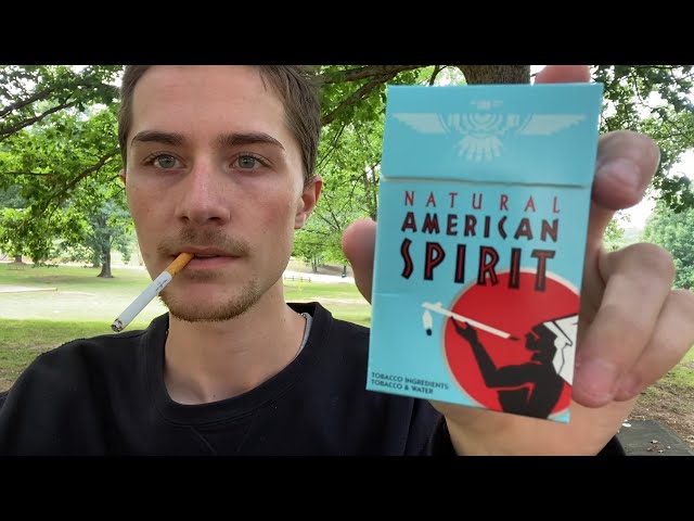 Smoking an American Spirit Blue Cigarette - Review