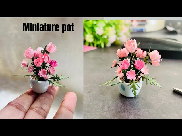 Miniature Flower pot/ Quilling paper flower vase/cute paper flower pot