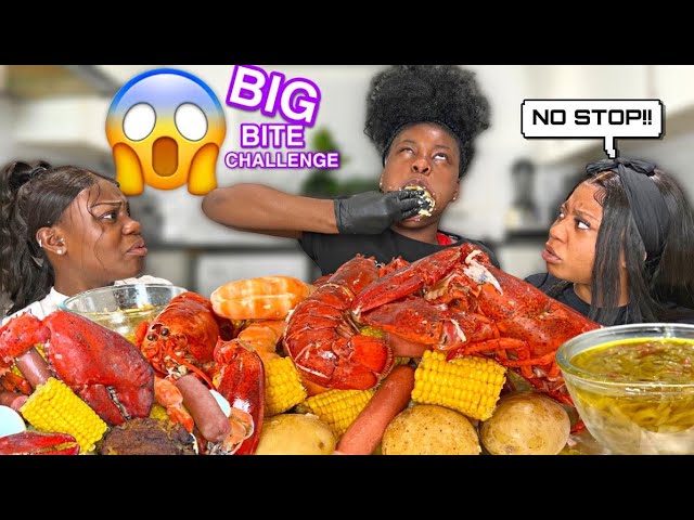 ONE BITE SEAFOOD BOIL MUKBANG CHALLENGE! 먹방 (LOBSTER TAIL, MEGA PRAWNS...)