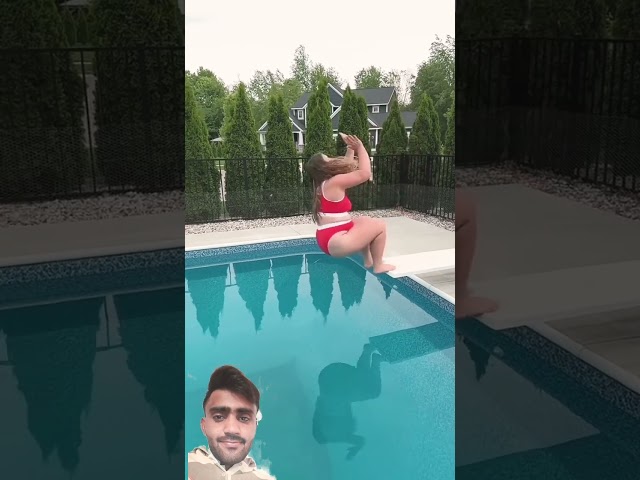 Fancy Backwards High Dive into the Swimming Pool #shorts #highdiving #backflip #oversplit