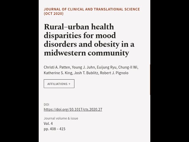 Rural–urban health disparities for mood disorders and obesity in a midwestern communi... | RTCL.TV