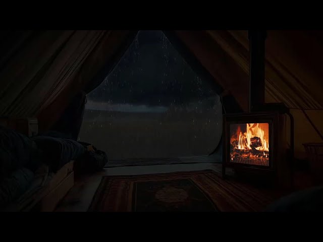 Cozy Tent Retreat in the Rain: Relaxing Storm and Fire Sounds for Peaceful Rest and Concentration