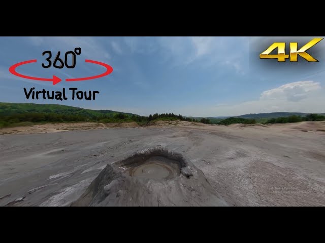 Concept - Berca Mud Volcanoes - Natural Gases - Romania - 360° Camera - Video 4K - Virtual Reality