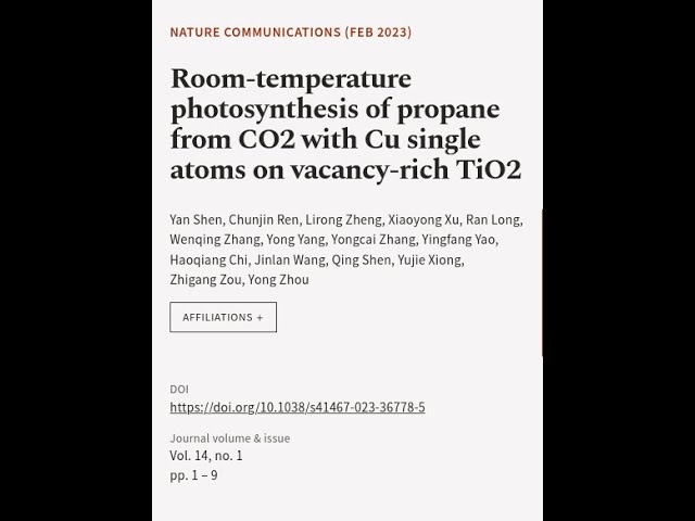 Room-temperature photosynthesis of propane from CO2 with Cu single atoms on vacancy-r... | RTCL.TV