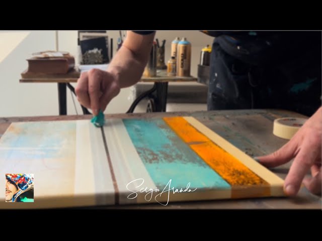 ABSTRACT ART TUTORIAL DEMO EASY WITH ACRYLICS STEP BY STEP / GOLD REFLECTIONS / GOLD SPRAY / DIY ART