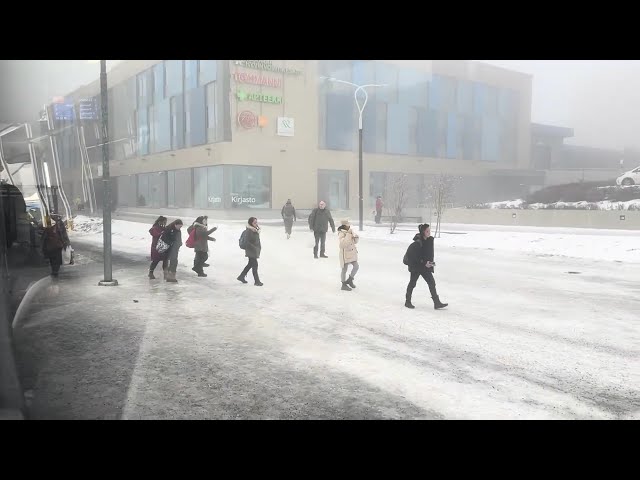 Bus ride in winter season - Finland - ෆින්ලන්තය