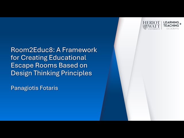 Room2Educ8: A Framework for Creating Educational Escape Rooms Based on Design Thinking Principles