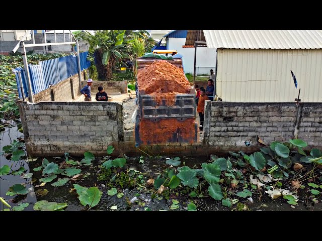 First Starting A New Project! Filling Land By Dump Truck Unloading soil with Komat'Su D31PX Dozer