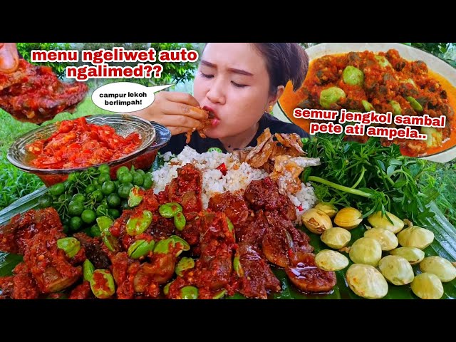 SIMPLE EATING, PETE SAMBAL, CHICKEN LIVER , RAW LALAPAN, YOUNG JENGKOL, LEUNCA, KENIKIR LEAVES