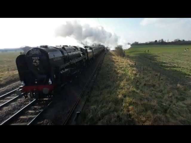 70013 Oliver Cromwell Steam train (360 video)