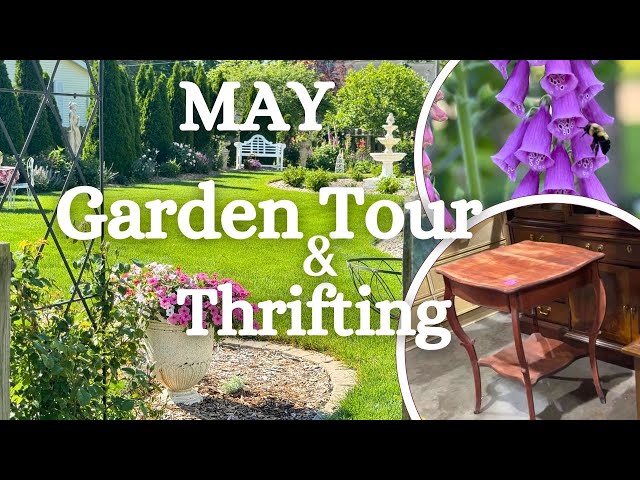 SPRING Garden Tour //THRIFT with me for VINTAGE Decor and Coffee too!