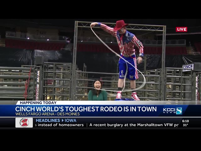 Not just clownin' around: Cinch World's Toughest Rodeo cowboy shows off some skills