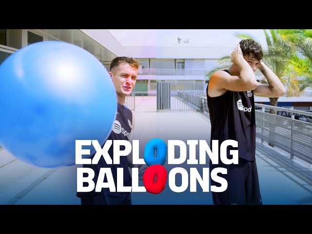 🎈💥💥🎈 BOOM! EXPLODING BALLOONS CHALLENGE WITH MARC CASADÓ & HÉCTOR FORT | FC Barcelona 🔵🔴