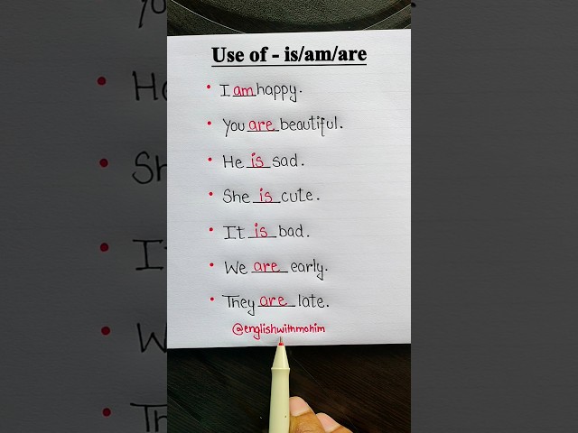 Use of - is/am/are 👨‍🏫 #english #englishvocabulary #englishlanguage #education #learnonline #shorts